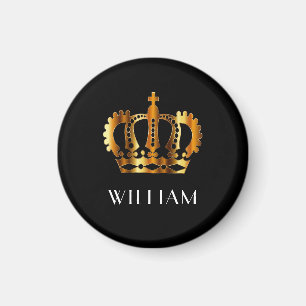 Aimant Royal Gold Couronne Nom personnalisé Noir