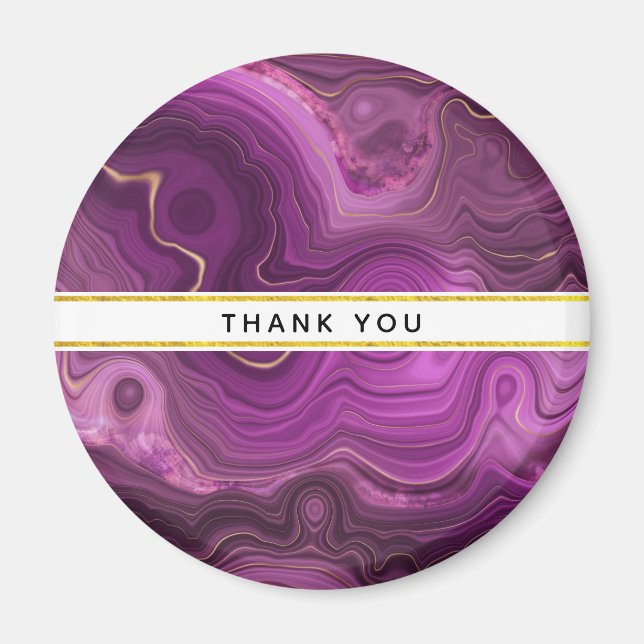 Aimant Royal Purple Et Or Agate Abstrait Merci (Devant)