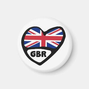 Aimant Royaume-Uni Code Pays Coeur Drapeau, GBR