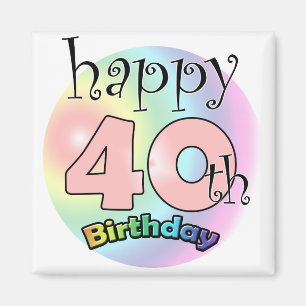 Aimant Roze Happy 40th Birthday