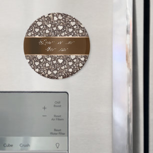 Aimant Ruban coeurs marron et crème  