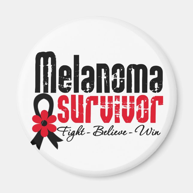 Aimant Ruban de la fleur de Melanoma Surviva (Devant)