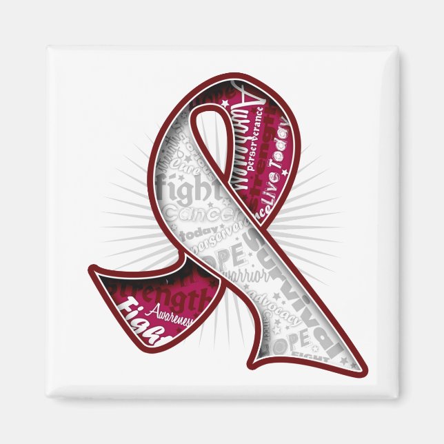 Aimant Ruban filigrane de Slogan pour cancer de la gorge (Devant)