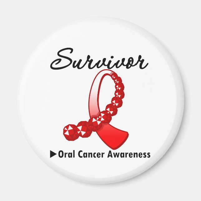 Aimant Ruban Gemstone, survivant du cancer oral (Devant)