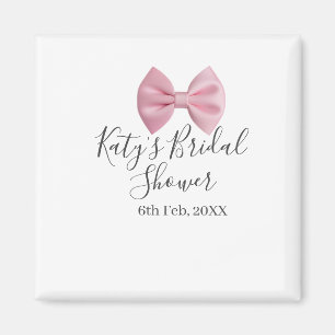 Aimant ruban rose baby shower nom date pastel élégant te