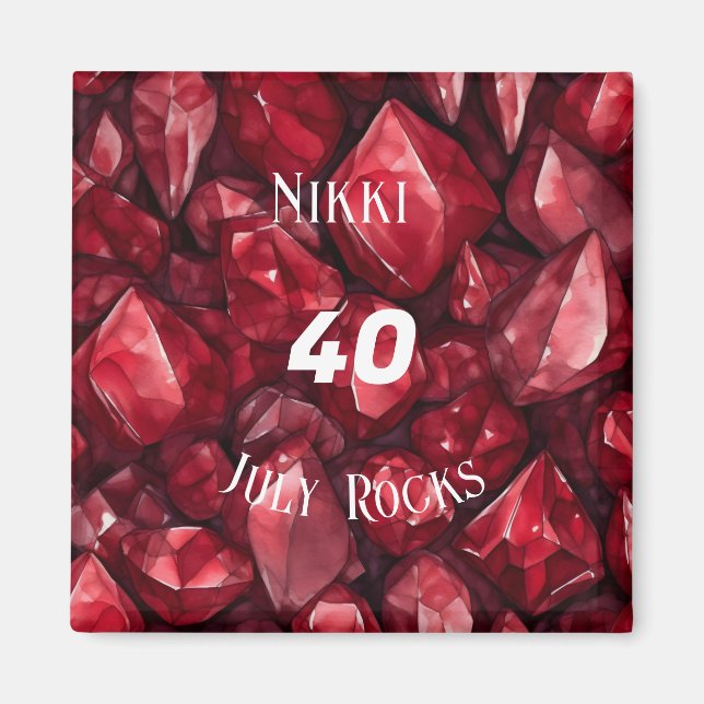 Aimant Ruby-Thème Juillet Anniversaire Anniversaire Nom p (Devant)