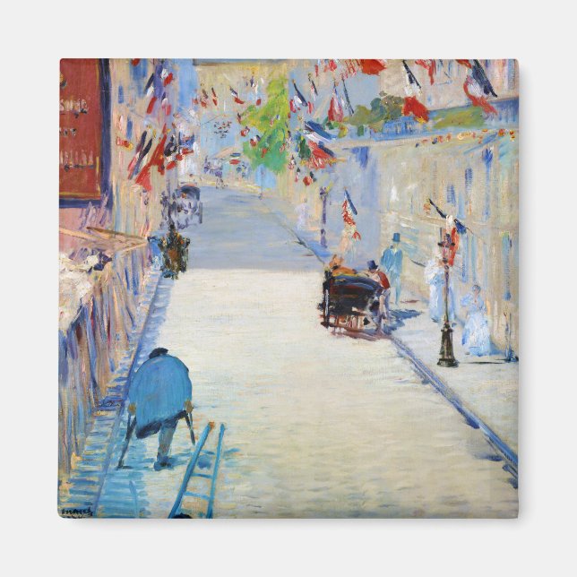 Aimant Rue avec drapeaux français, Manet (Devant)