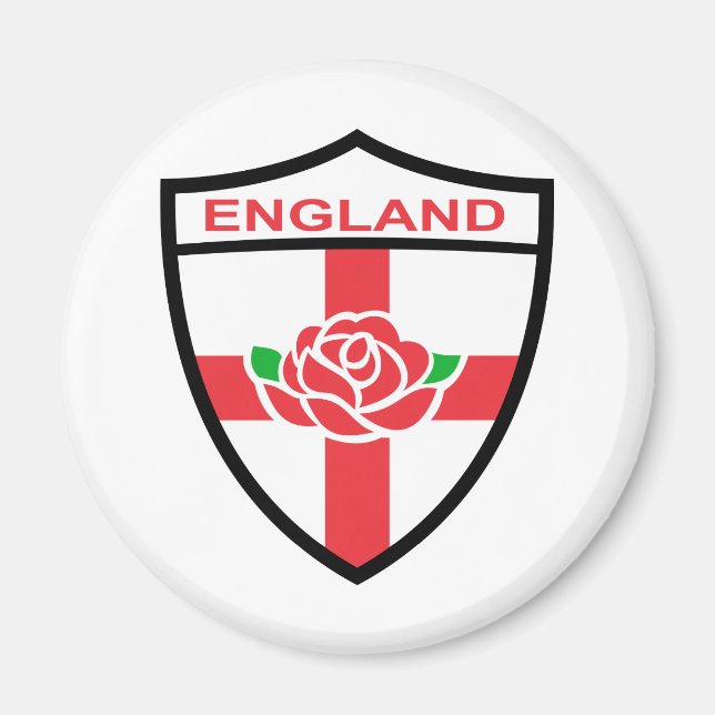 Aimant Rugby Angleterre Anglais Rose Drapeau bouclier (Devant)