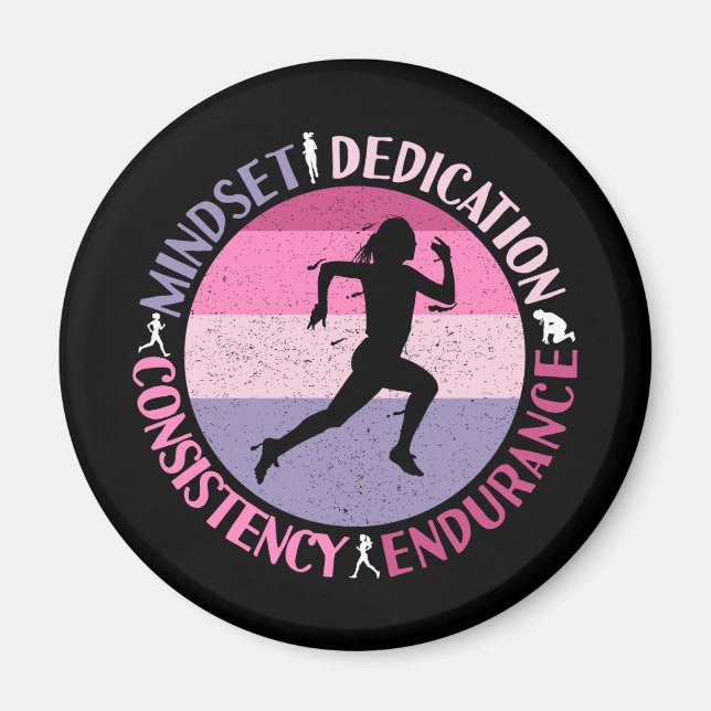 Aimant Running Mindset - Citation d'endurance de la fille (Devant)