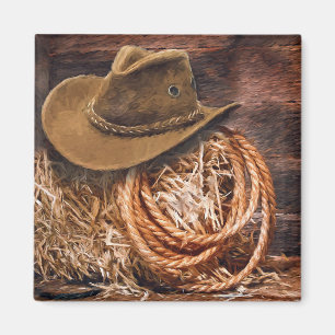 Aimant Russe Cowboy Casquette corde Hay Photo