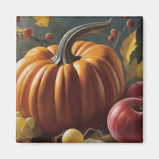 Aimant Rustic Autumn Pumpkin Thanksgiving and Halloween (Devant)