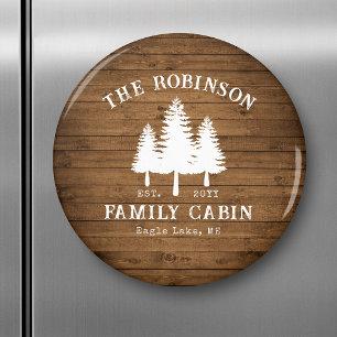 Aimant Rustic Country Famille Cabines Arbres Bois Planche
