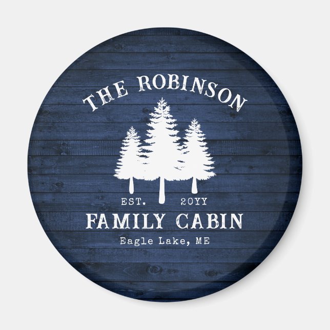 Aimant Rustic Country Family Cabine Arbres Blue Wood Impr (Devant)