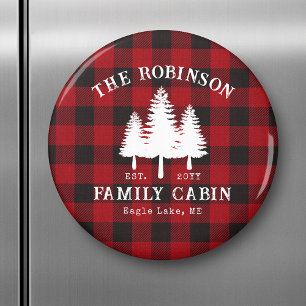 Aimant Rustic Country Family Cabine Tree Red Buffalo Plai