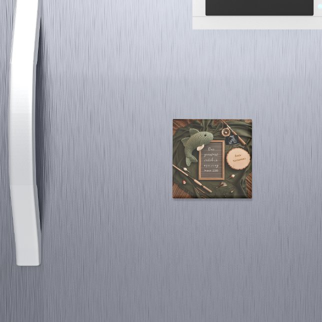 Aimant Rustic Fishing Pregnancy Announcement keepsake (Créateur téléchargé)