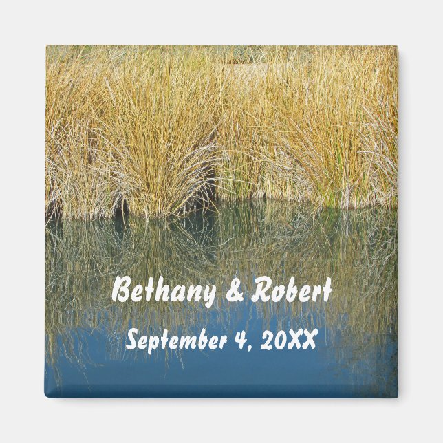Aimant Rustic Lake Grass Reflet Mariage extérieur (Devant)