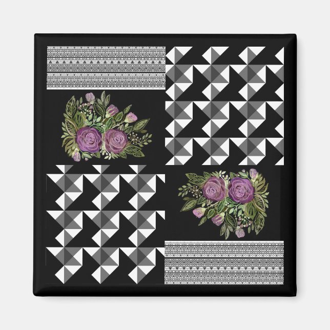 Aimant Rustic, patchwork, rose (Devant)