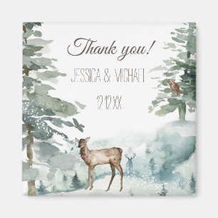 Aimant Rustic Pine Deer Owl Mountain Thank You