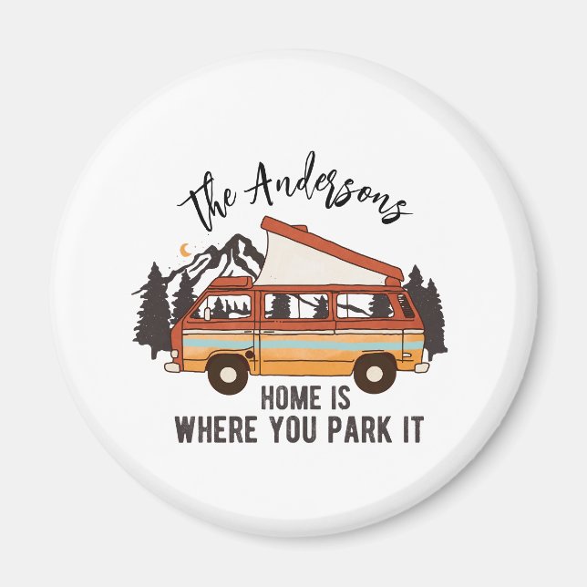 Aimant RV Camping Tent Trailer Home est l'endroit où vous (Devant)