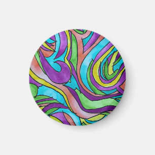 Aimant Rythme de Couleur - Art Abstrait à l'Aquarelle Pei