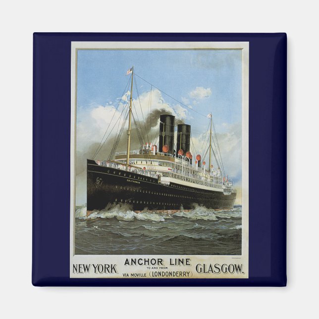 Aimant S.S. Caledonia - New York à et de Glasgow (Devant)