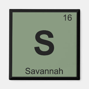 Aimant S - Savannah Georgia City Chimie Tableau périodiqu