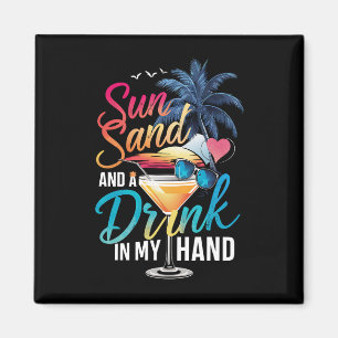 Aimant Sable de soleil et un verre dans ma croisière sur