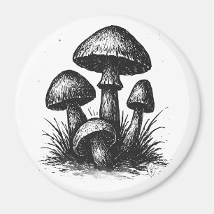 Aimant Sac à Tote de Grappes de Champignons Dessinés à l'