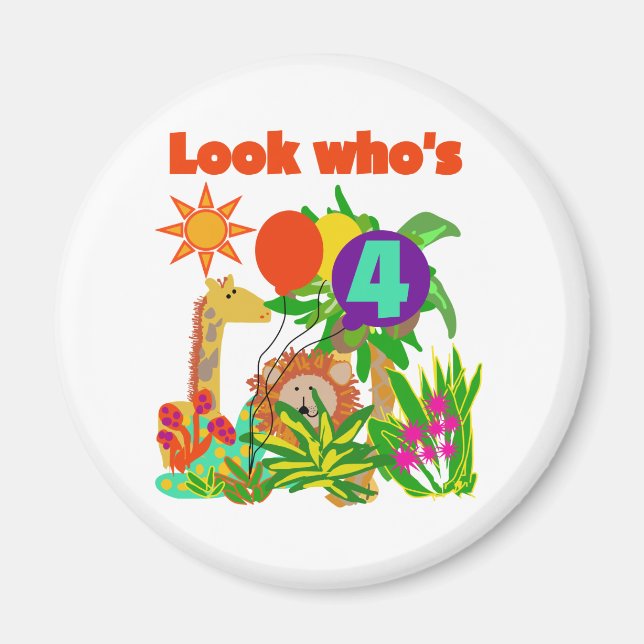 Aimant Safari 4e anniversaire Tshirts et cadeaux (Devant)