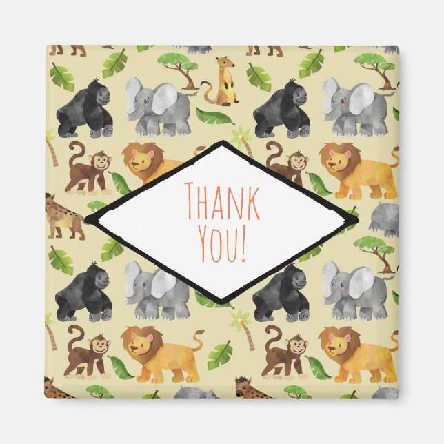 Aimant Safari animal sauvage Jungle Motif Merci (Devant)