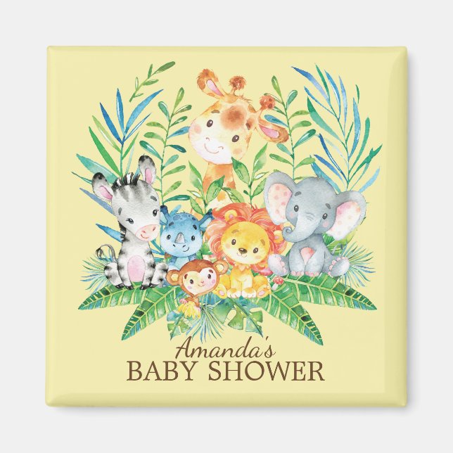 Aimant Safari Jungle Baby shower Favoriser l'aimant (Devant)
