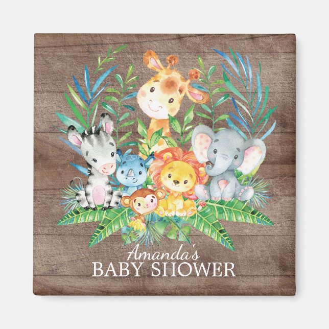 Aimant Safari Jungle Baby shower Favoriser l'aimant (Devant)