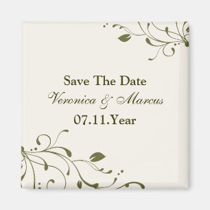 Aimant Sage Green Floral Decal Enregistrer l'aimant Date