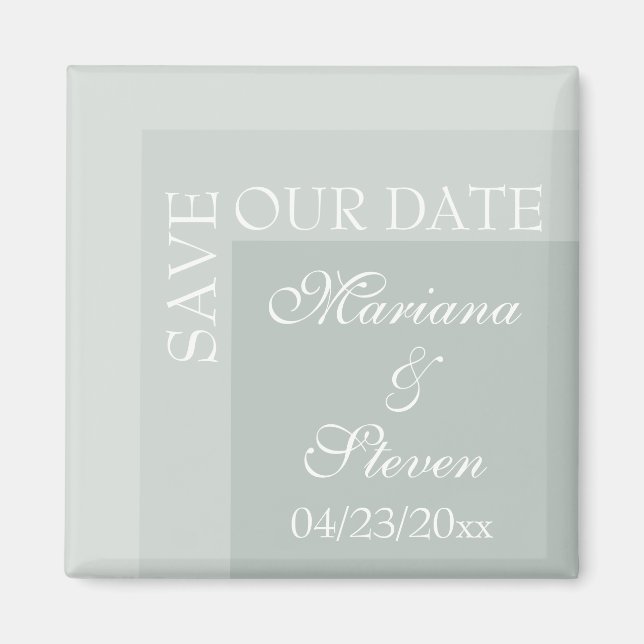 Aimant Sage Simple Moderne Chic Mariage Script (Devant)