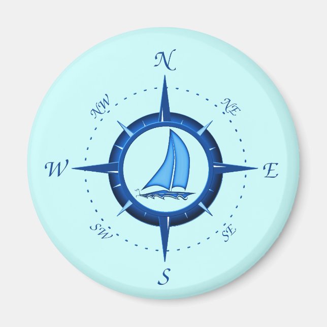 Aimant Sailboat and compass rose (Devant)