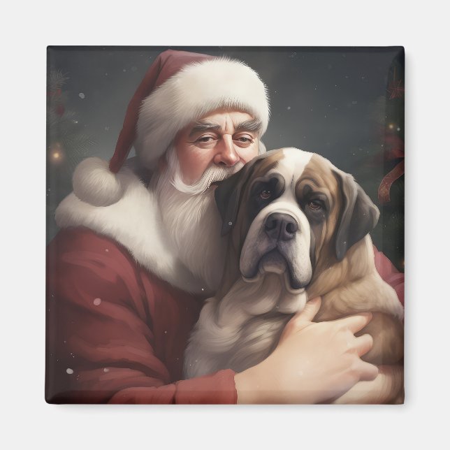 Aimant Saint Bernard avec le Père Noël Festif Noël (Devant)