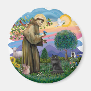 Aimant Saint François - Chat Persan noir