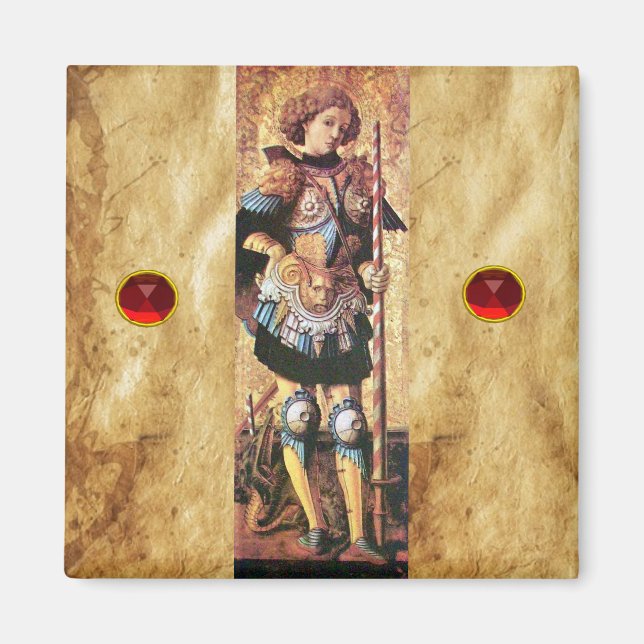 Aimant SAINT GEORGE ET DRAGON, rubis rouge (Devant)