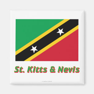 Aimant Saint Kitts et drapeau du Niévès avec le nom