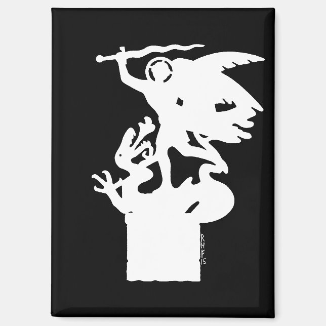 Aimant Saint Michael et Dragon (en blanc) (Recto)