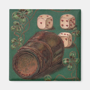 Aimant Saint-Patrick vintage, Chance Irlande dés