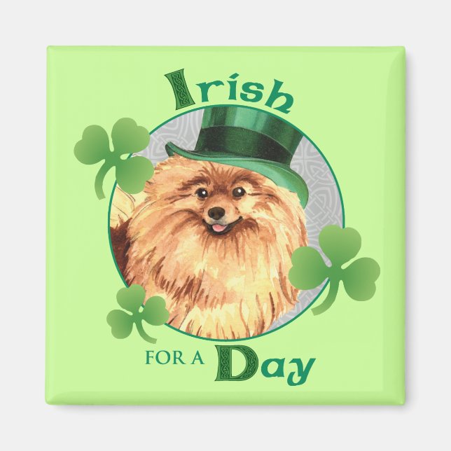 Aimant Saint Patrick's Day Pomeranian (Devant)