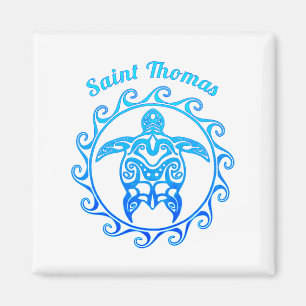 Aimant Saint Thomas tribal de tortue de bleu d'océan