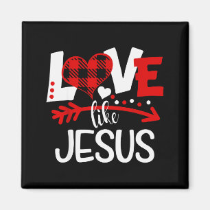Aimant Saint-Valentin Love Like Jesus Plaid Buffalo Coeur