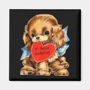 Aimant Saint-Valentin Rétro Vintage Chien Toutou Saint-Va