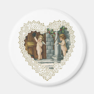 Aimant Saint-Valentin victorien, anges vintage avec lettr