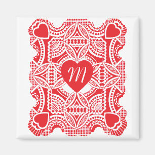 Aimant Saint-Valentin victorien vintage découpé à cœurs