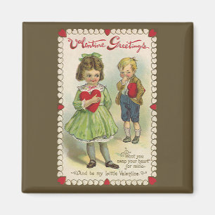 Aimant Saint Valentin victorienne vintage, Enfants timide
