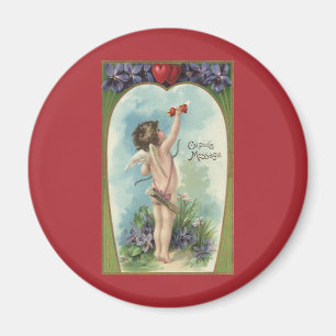 Aimant Saint Valentin, Victorienne vintage, Message de Cu
