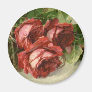 Aimant Saint Valentin vintage, Crimson Red Roses